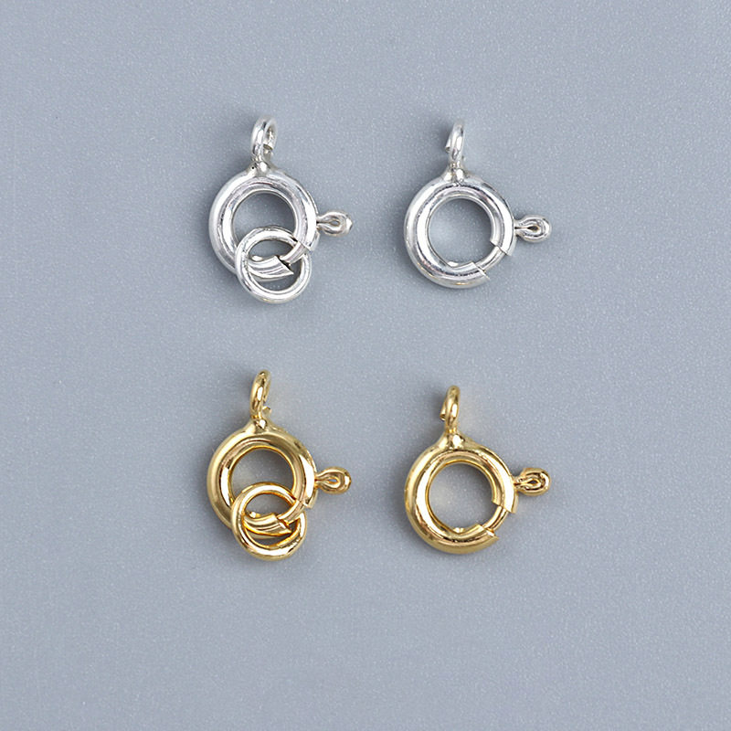 A-08 925 Sterling Silver Spring Ring Clasps with Jump Rings for DIY Bracelet and Necklace Making