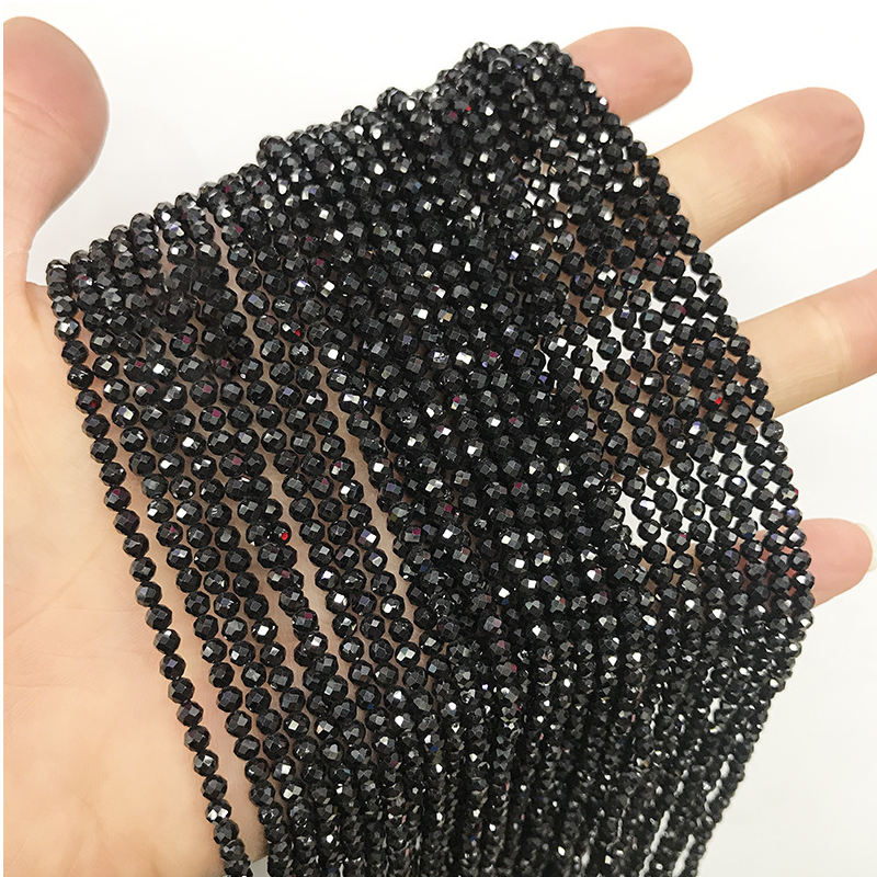 A-19 Genuine Black Spinel Loose Beads from India, Faceted Spinel Gemstones for Hairpin, Tassel & DIY Jewelry Making, Wholesale