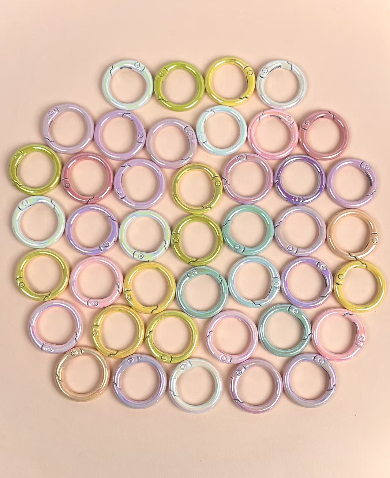A-54 Colorful Baking Paint Spring Clasps &amp; Pastel-Colored Open Spring Rings for DIY Jewelry, Keychains, Book Rings, and Card Holder Hardware