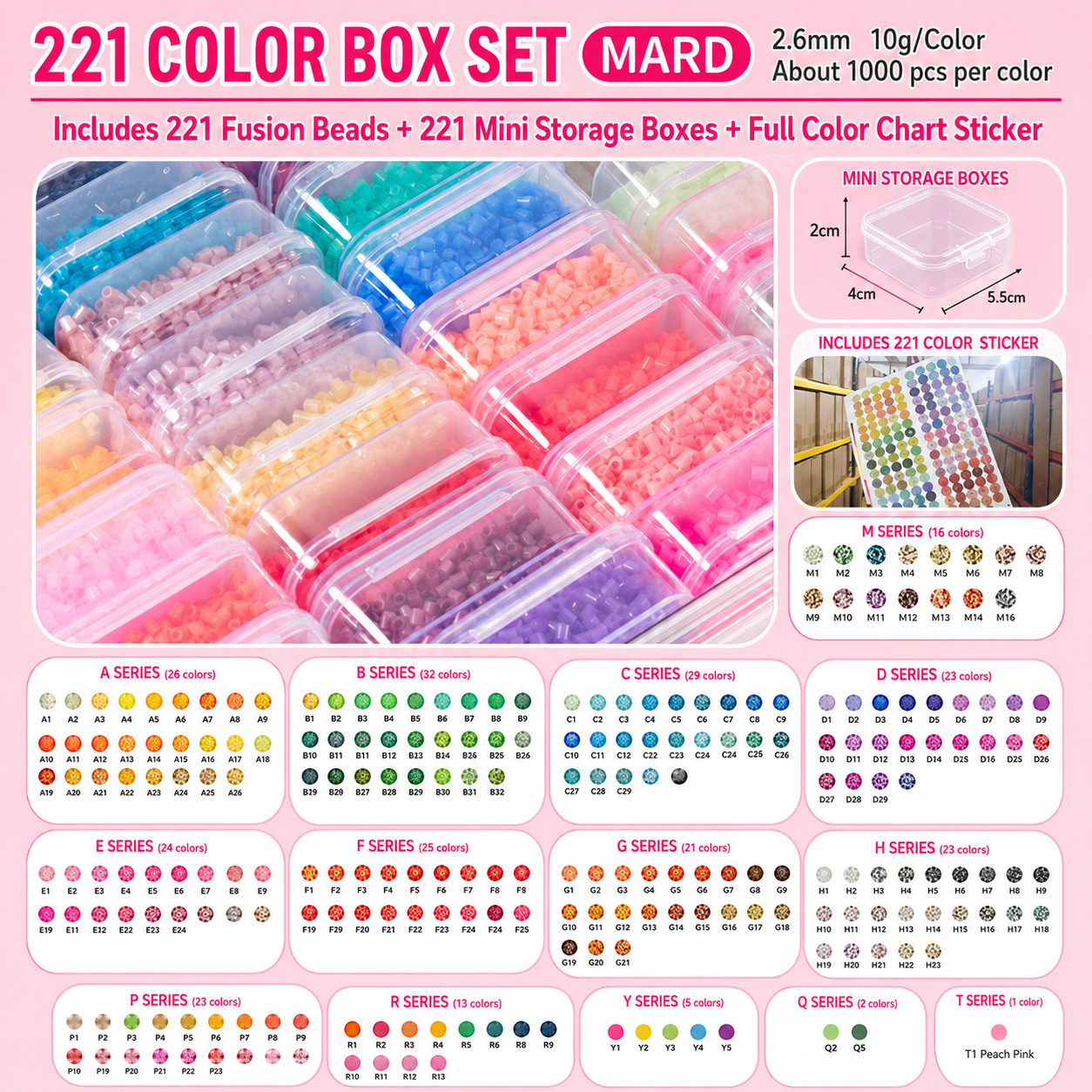 LeiLare 304-Color 2.6mm Fuse Beads Kit – Complete DIY Craft Starter Set with Tools