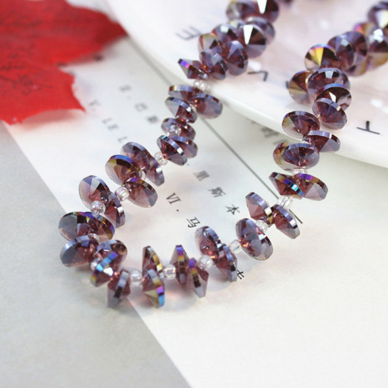 A-18 6mm 8mm 10mm AB Color Single-Hole Satellite Drilled Crystal Glass Beads, 'Flying Saucer' Shapes for DIY Fresh Style Bracelets