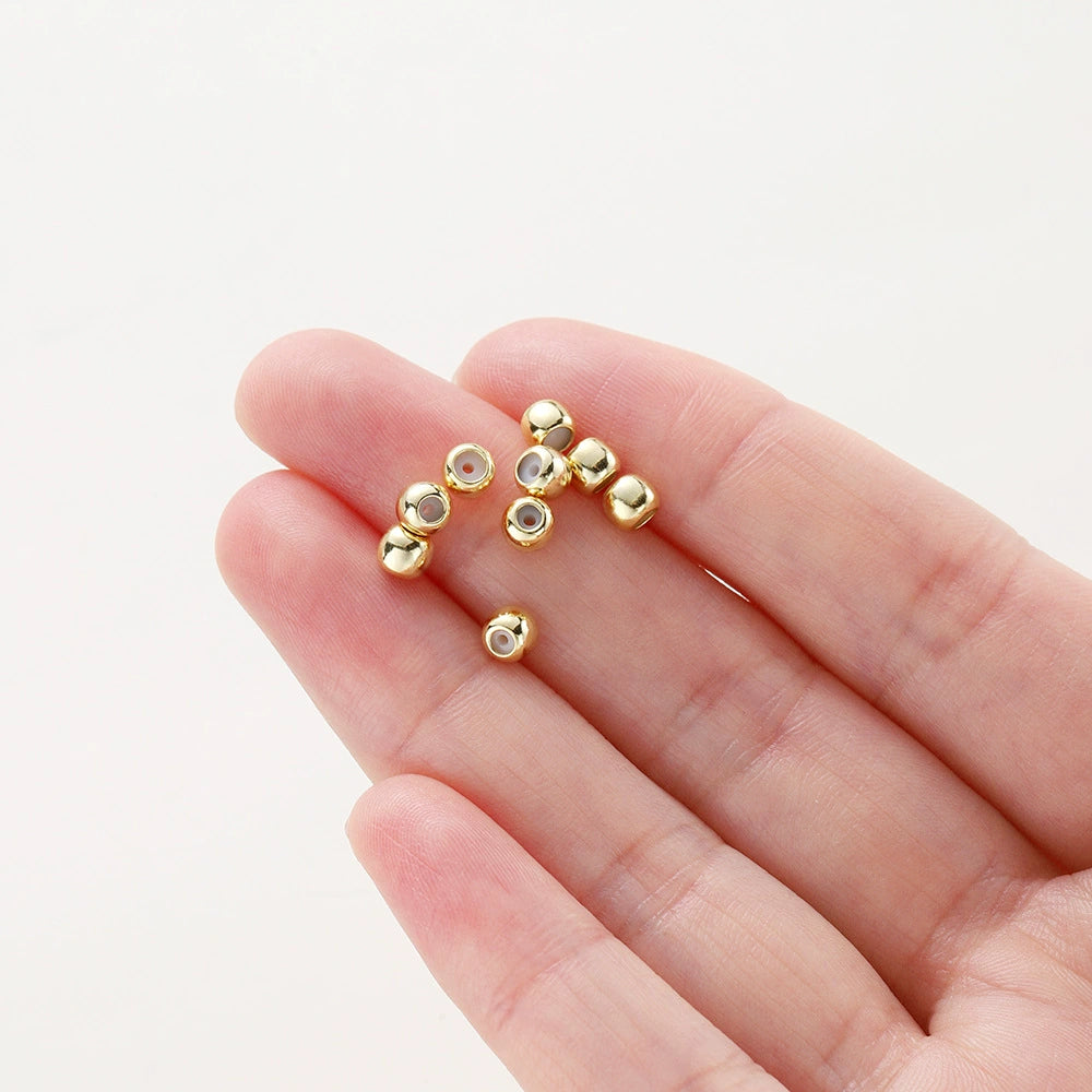 A-07 14K Gold-Filled Bead Tips with Loops & Crimp Beads for DIY Bracelet and Necklace Making, Wholesale Jewelry Findings