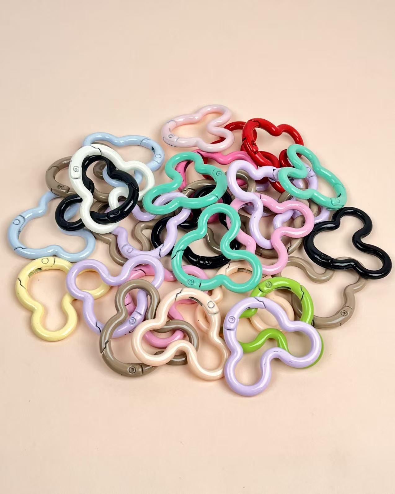 A-54 Colorful Baking Paint Spring Clasps &amp; Pastel-Colored Open Spring Rings for DIY Jewelry, Keychains, Book Rings, and Card Holder Hardware