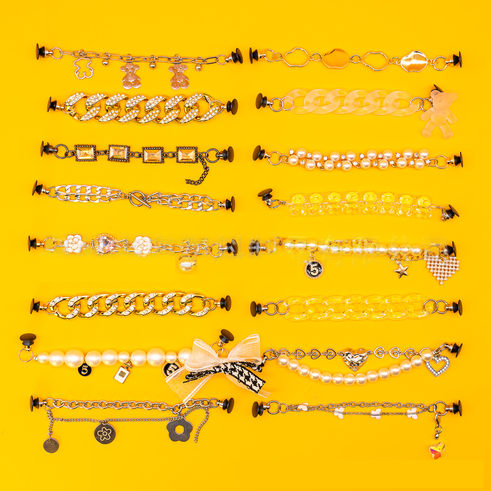 A-28 New Metal Shoe Charms for Crocs DIY Accessories, Detachable Metal Chain Decor with Rhinestones & Crystals, Versatile Shoe Jewelry