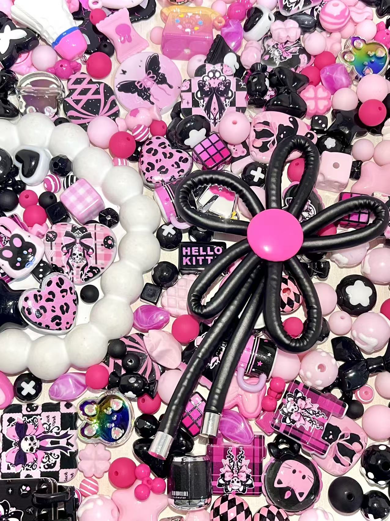 S-44  Mixed beads for mobile phone chain making, keychain, backpack chain