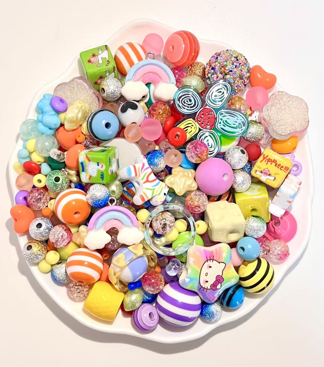 S-25  Mixed beads for mobile phone chain making, keychain, backpack chain