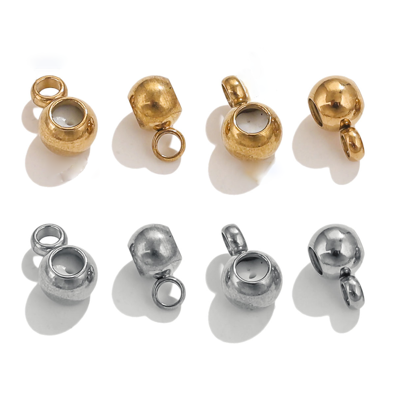 A-16 Stainless Steel Spacers & Crimp Beads, Gold-Plated Round Adjustable Beads for Universal Bracelet and Necklace Making