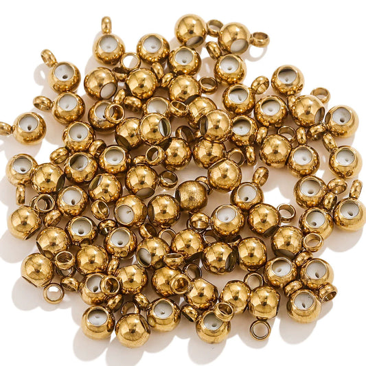 A-16 Stainless Steel Spacers & Crimp Beads, Gold-Plated Round Adjustable Beads for Universal Bracelet and Necklace Making