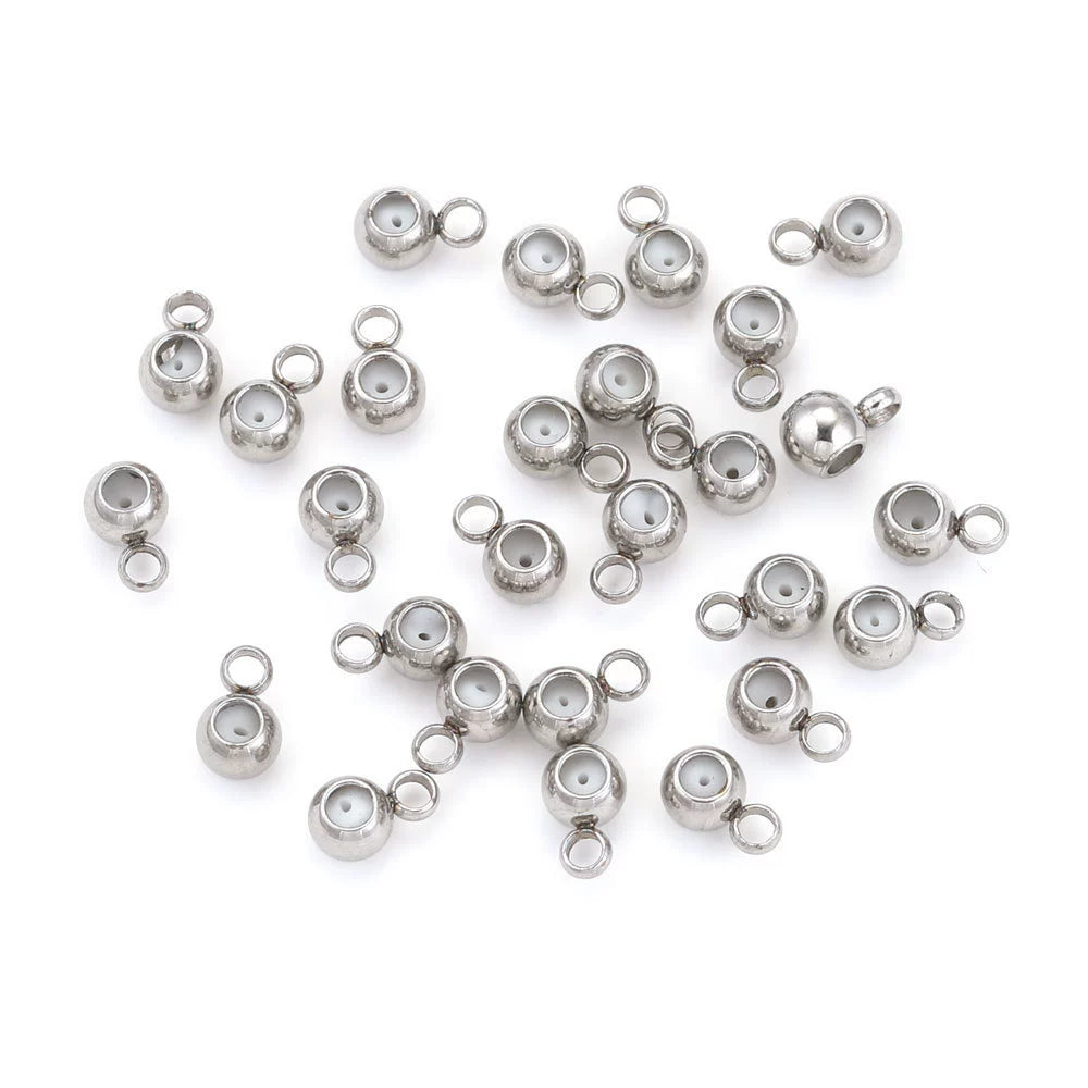 A-16 Stainless Steel Spacers & Crimp Beads, Gold-Plated Round Adjustable Beads for Universal Bracelet and Necklace Making