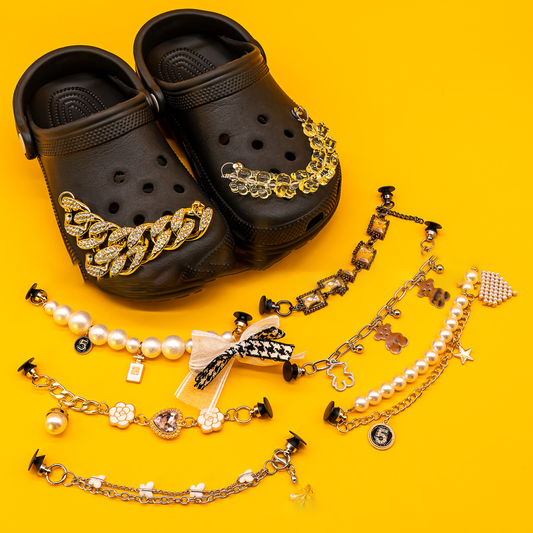 A-28 New Metal Shoe Charms for Crocs DIY Accessories, Detachable Metal Chain Decor with Rhinestones & Crystals, Versatile Shoe Jewelry