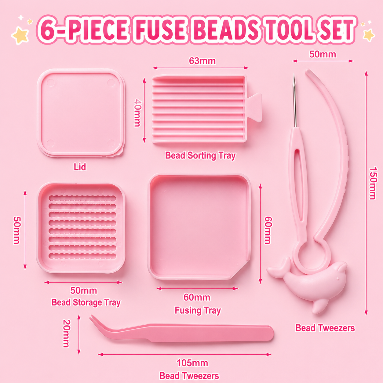 LeiLare 304-Color 2.6mm Fuse Beads Kit – Complete DIY Craft Starter Set with Tools