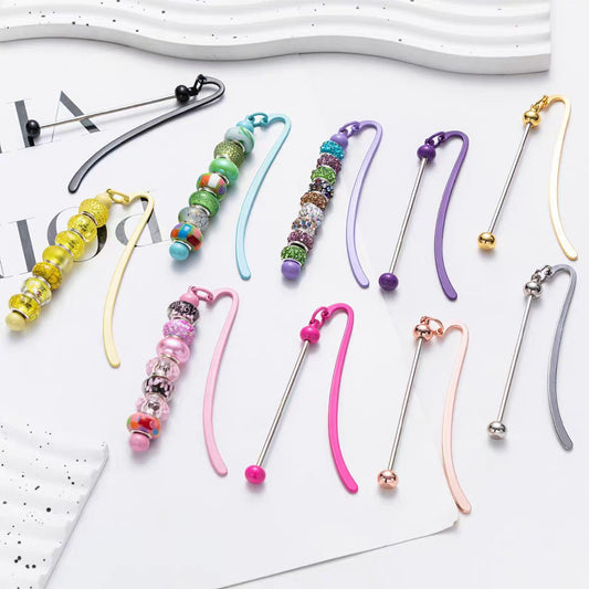 A-36  Bulk Wholesale Creative Metal Beaded Bookmarks, New DIY Cute Book Clips with Pendants for Kids and Students' Stationery