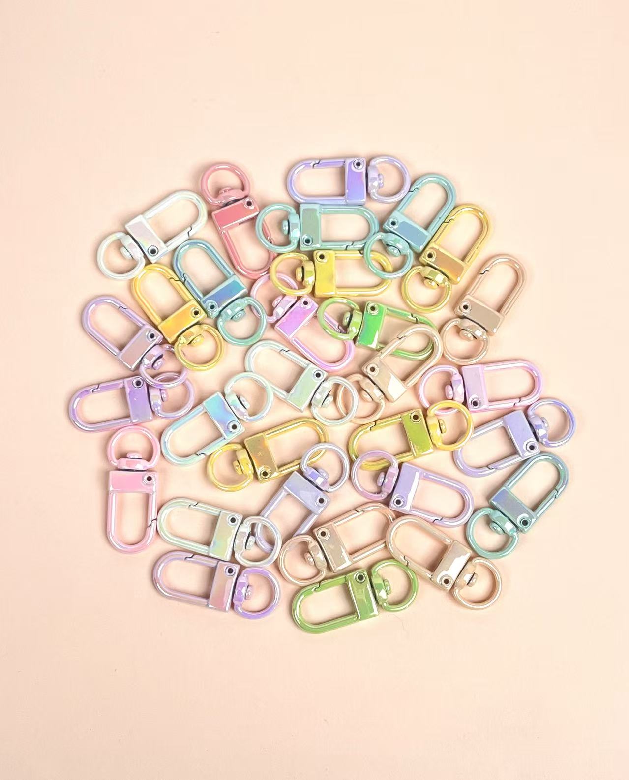 A-54 Colorful Baking Paint Spring Clasps &amp; Pastel-Colored Open Spring Rings for DIY Jewelry, Keychains, Book Rings, and Card Holder Hardware