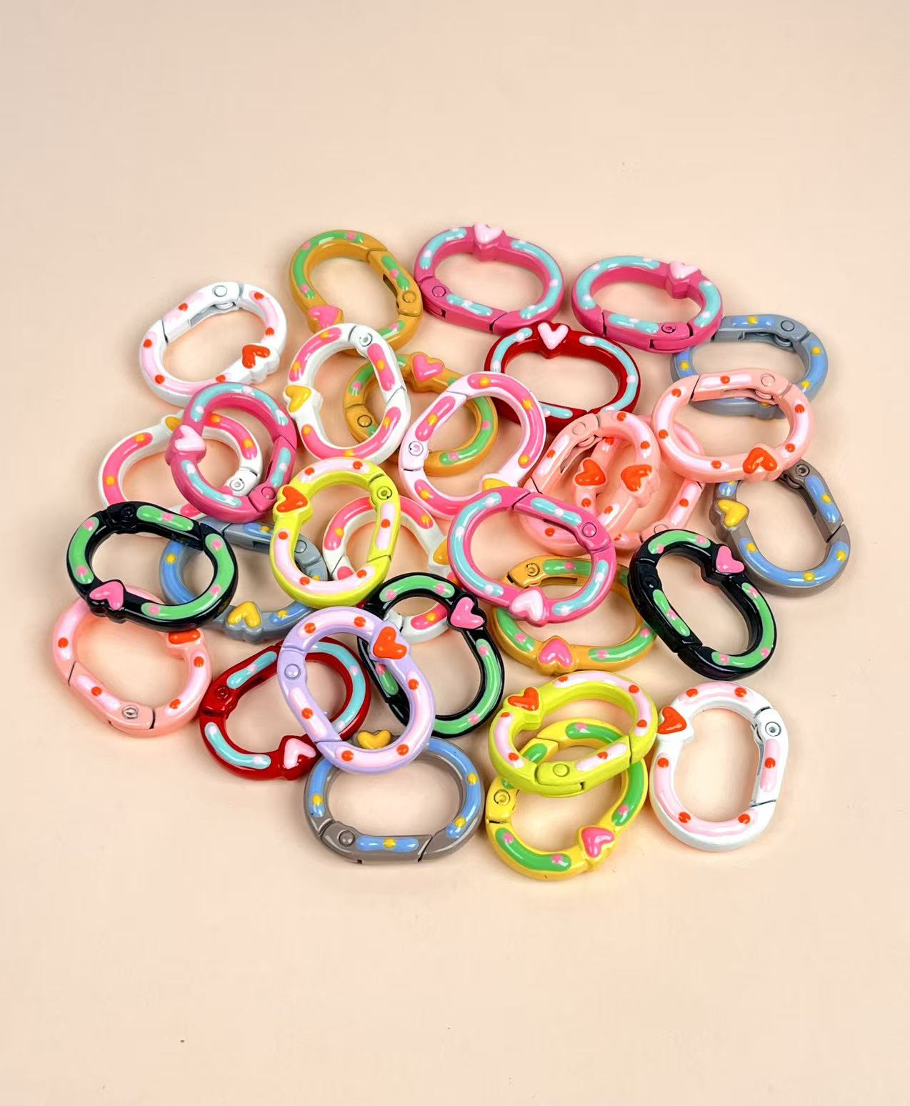A-54 Colorful Baking Paint Spring Clasps &amp; Pastel-Colored Open Spring Rings for DIY Jewelry, Keychains, Book Rings, and Card Holder Hardware