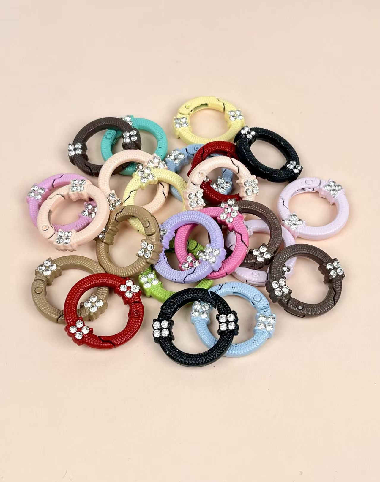 A-54 Colorful Baking Paint Spring Clasps &amp; Pastel-Colored Open Spring Rings for DIY Jewelry, Keychains, Book Rings, and Card Holder Hardware