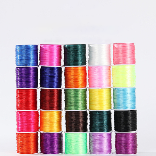 A-24  0.8mm Colored Flat Elastic String - Stretch Cord for DIY Bracelets, Beads & Knotting