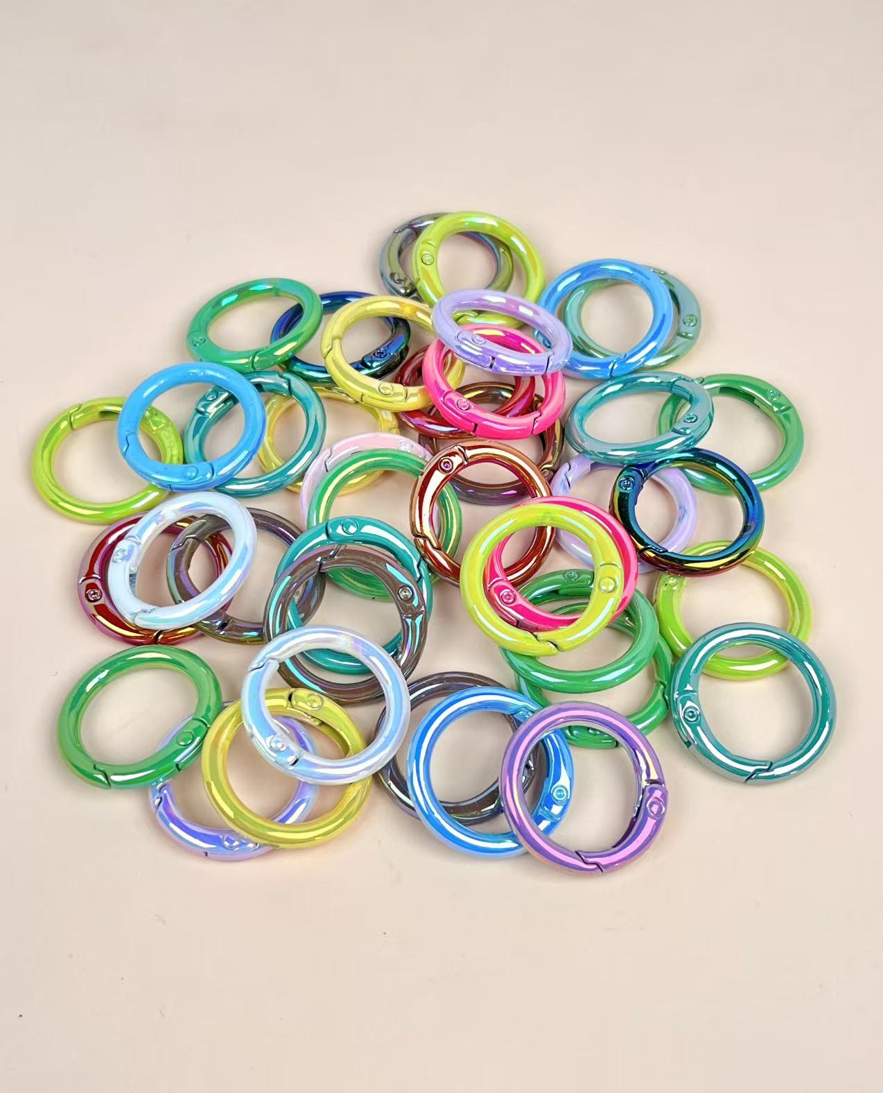 A-54 Colorful Baking Paint Spring Clasps &amp; Pastel-Colored Open Spring Rings for DIY Jewelry, Keychains, Book Rings, and Card Holder Hardware