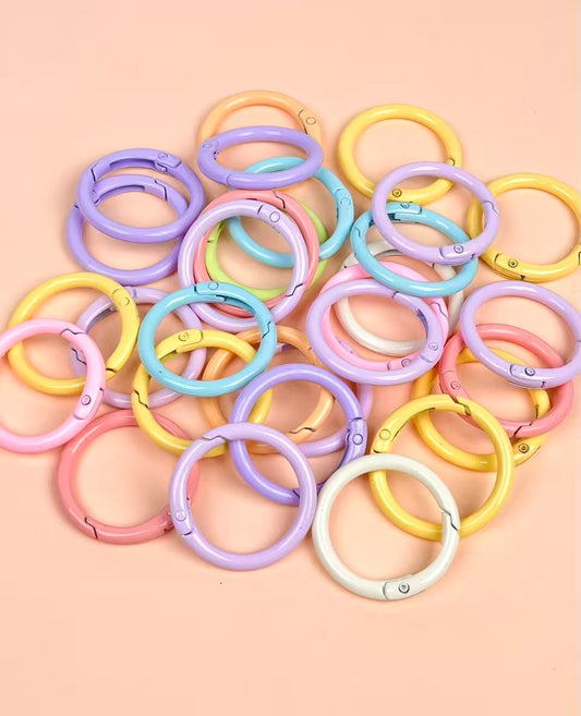 A-54 Colorful Baking Paint Spring Clasps &amp; Pastel-Colored Open Spring Rings for DIY Jewelry, Keychains, Book Rings, and Card Holder Hardware