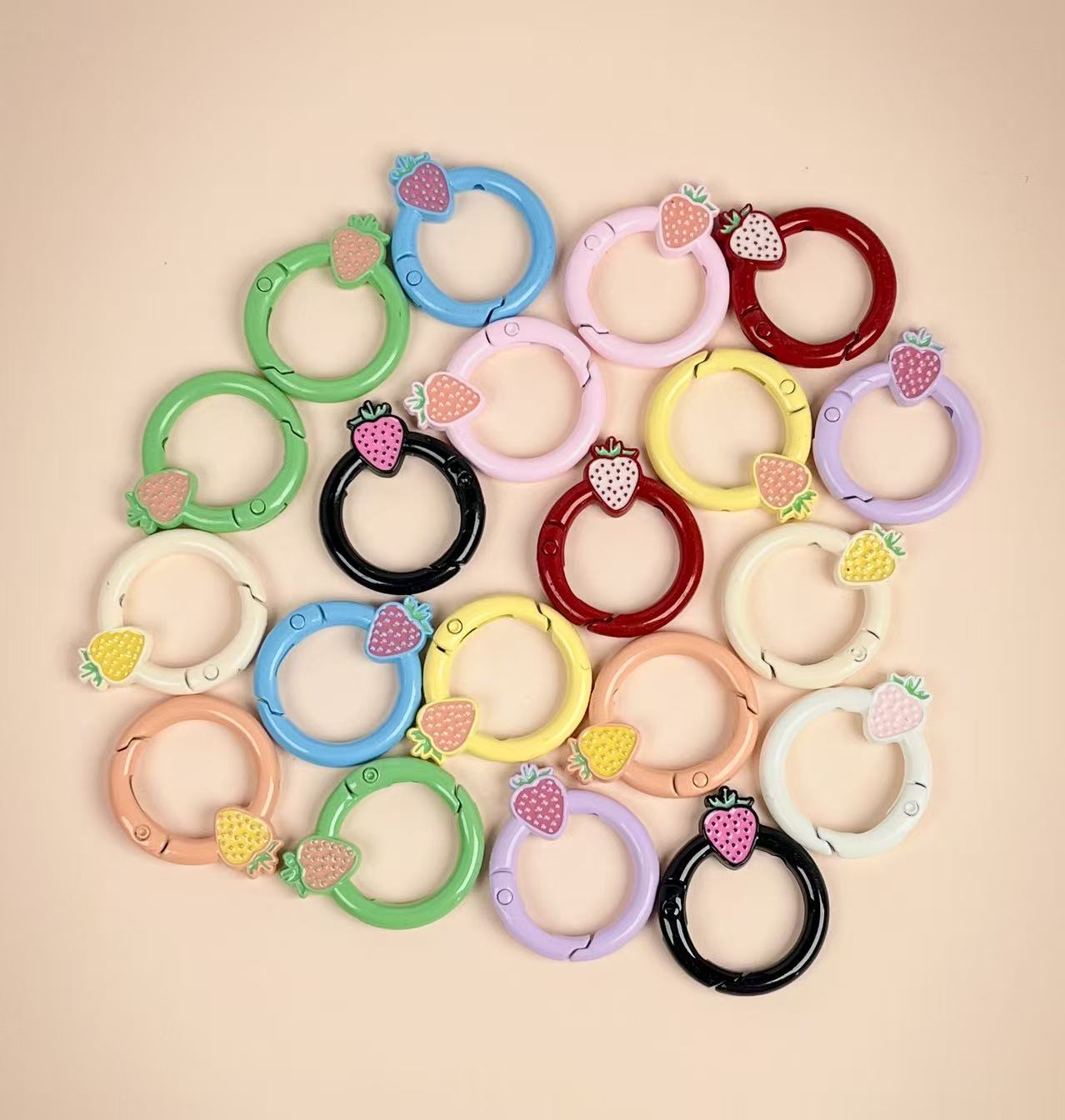 A-54 Colorful Baking Paint Spring Clasps &amp; Pastel-Colored Open Spring Rings for DIY Jewelry, Keychains, Book Rings, and Card Holder Hardware