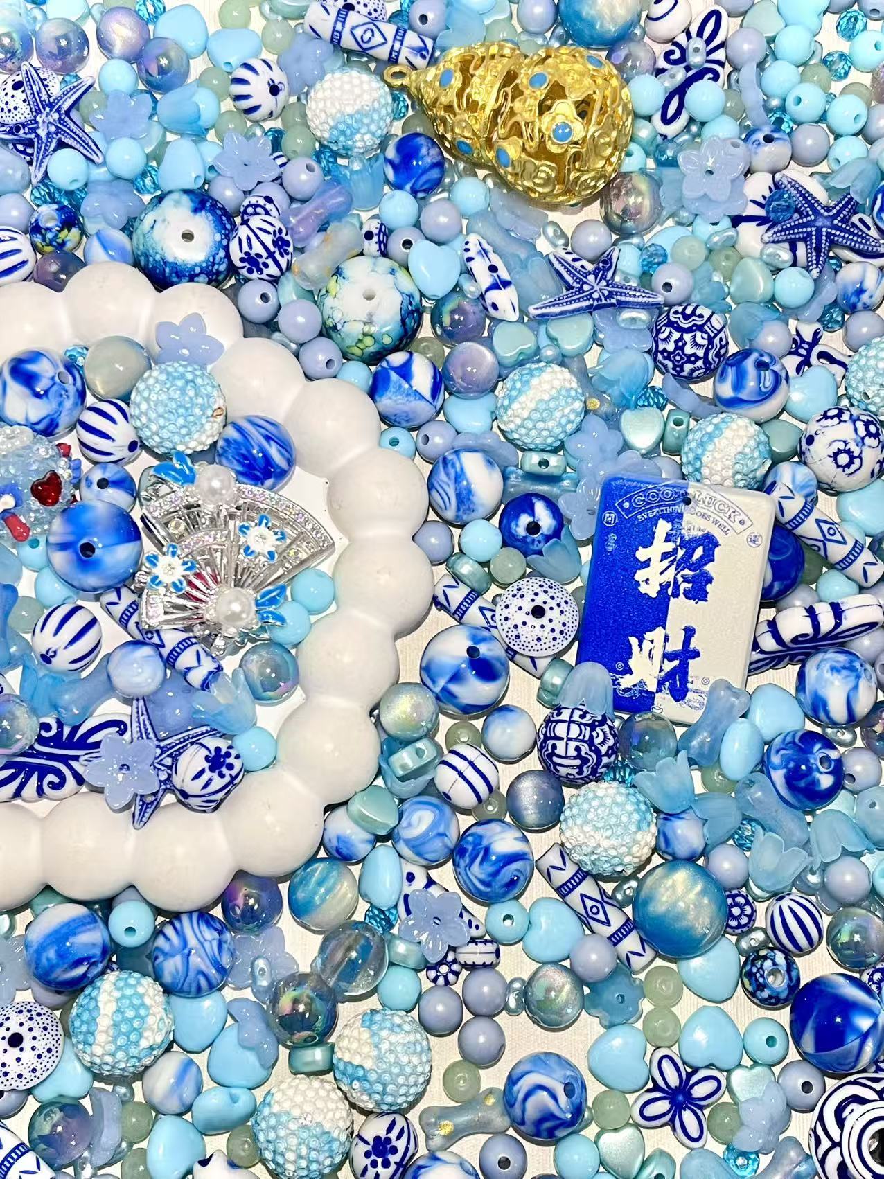 S-43  Mixed beads for mobile phone chain making, keychain, backpack chain