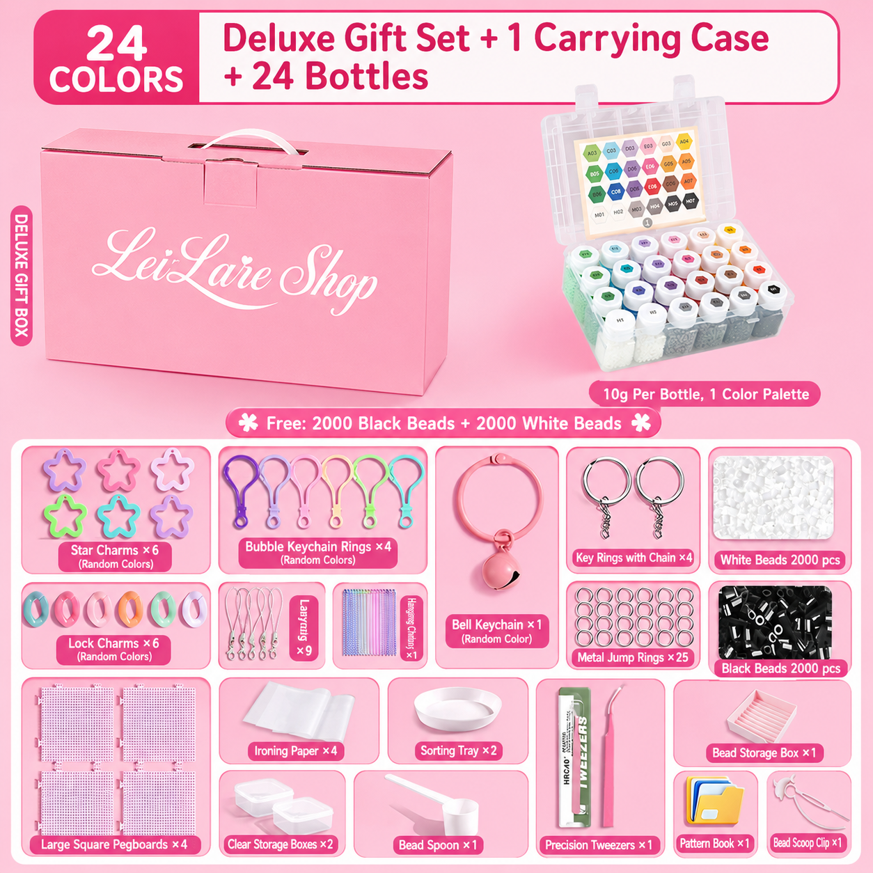 LeiLare 304-Color 2.6mm Fuse Beads Kit – Complete DIY Craft Starter Set with Tools