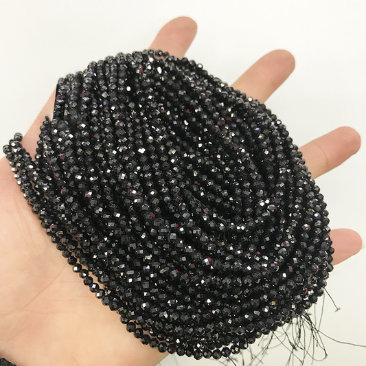 A-19 Genuine Black Spinel Loose Beads from India, Faceted Spinel Gemstones for Hairpin, Tassel & DIY Jewelry Making, Wholesale