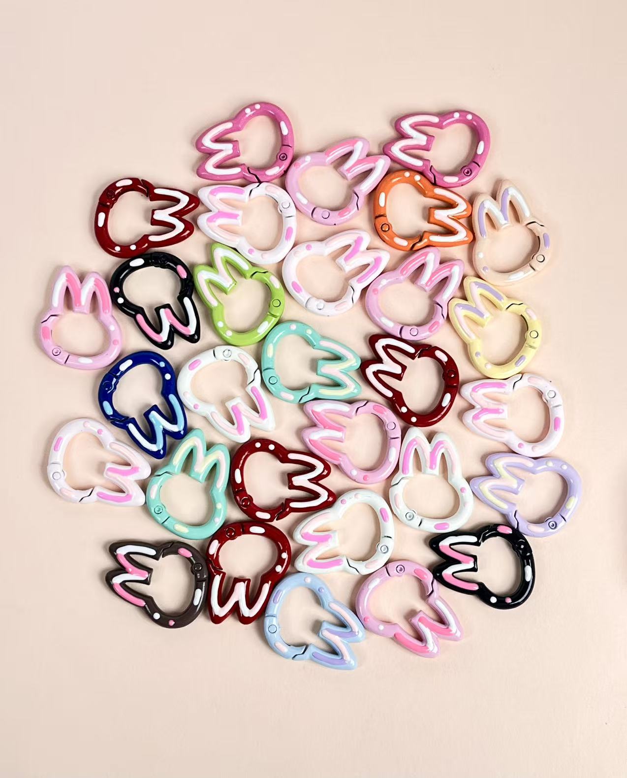 A-54 Colorful Baking Paint Spring Clasps &amp; Pastel-Colored Open Spring Rings for DIY Jewelry, Keychains, Book Rings, and Card Holder Hardware