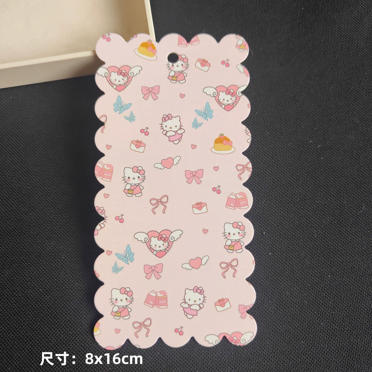 A-53 8x16cm Scalloped/Wavy Edge Decorative Paper Cards for DIY, Backing Card Set for Phone Lanyard & Keychain with Connecting Chain