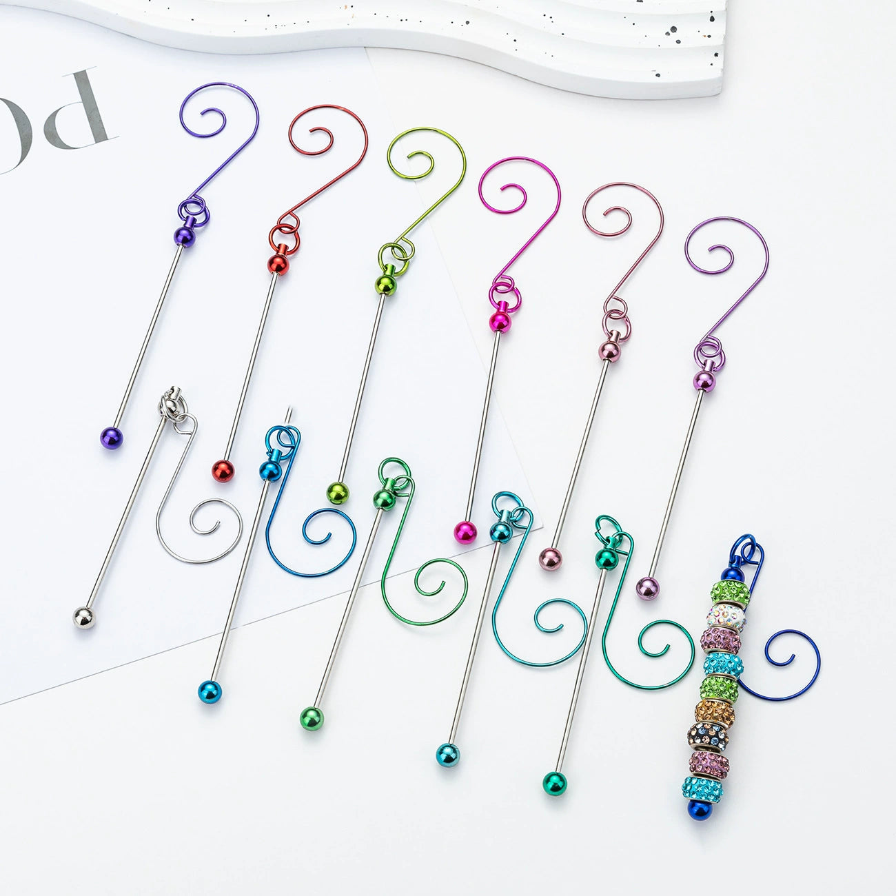 A-56 Creative Christmas Beaded Hooks Ornaments | DIY Beaded Hangers with Holiday Vibe | Small Hooks for Christmas Tree Decoration