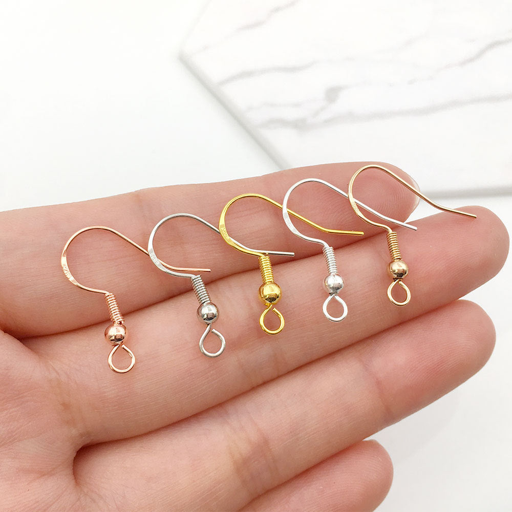 A-44  925 Sterling Silver & KC Gold Plated Ear Hooks for DIY Jewelry Making