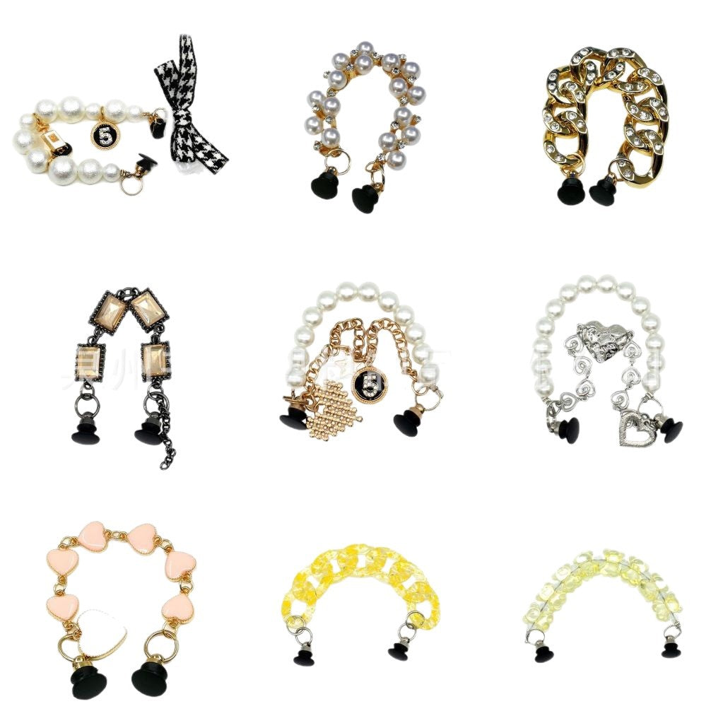 A-28 New Metal Shoe Charms for Crocs DIY Accessories, Detachable Metal Chain Decor with Rhinestones & Crystals, Versatile Shoe Jewelry