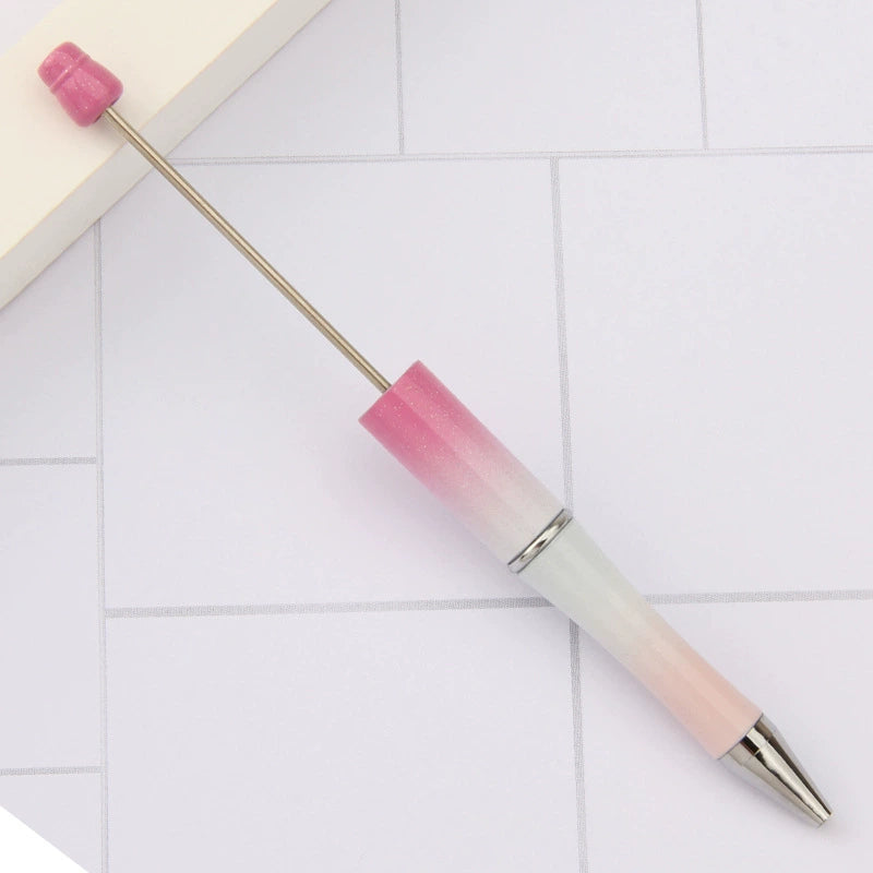 A-30 Beaded Pens Ready Stock Wholesale, DIY Creative Grain Beads Ballpoint Pens, UV Electroplated Beads Three-Color Gradient Bead Pens