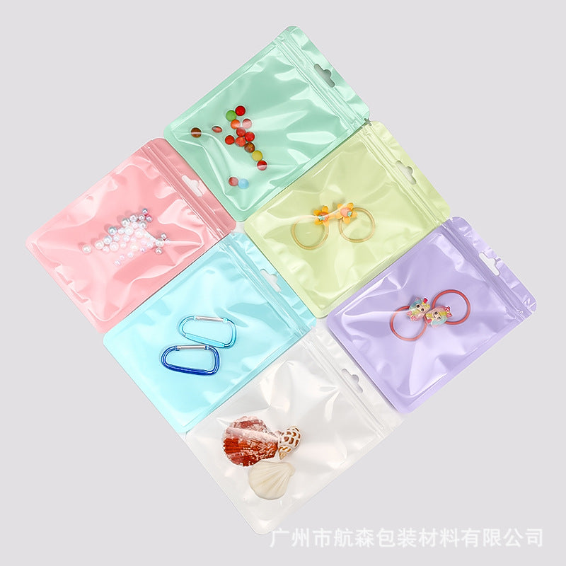 A-49  Macaron Color Inside-Printed Thick Plastic Zipper Bags, Opaque & Transparent Pouch with Double Zipper Track Seal for Jewelry Storage, Cosmetic Organizer & Sealing