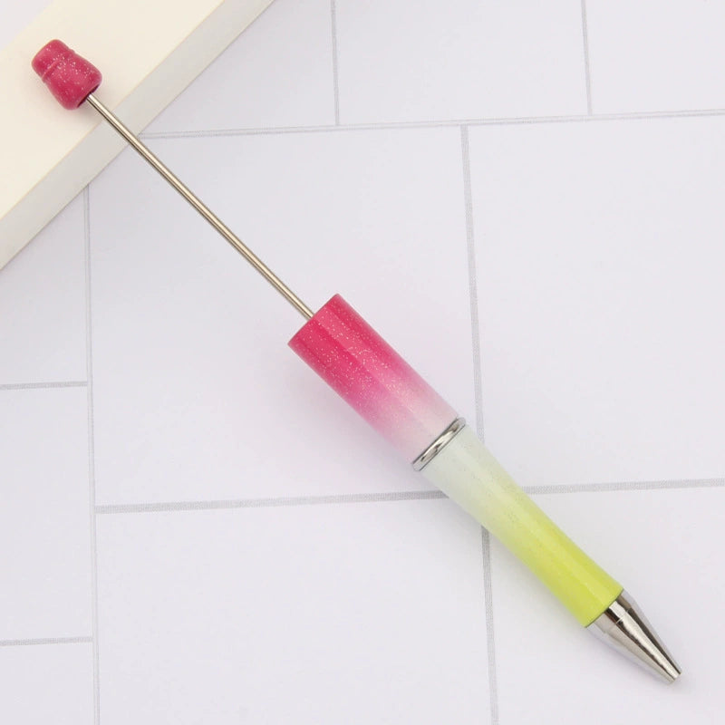 A-30 Beaded Pens Ready Stock Wholesale, DIY Creative Grain Beads Ballpoint Pens, UV Electroplated Beads Three-Color Gradient Bead Pens