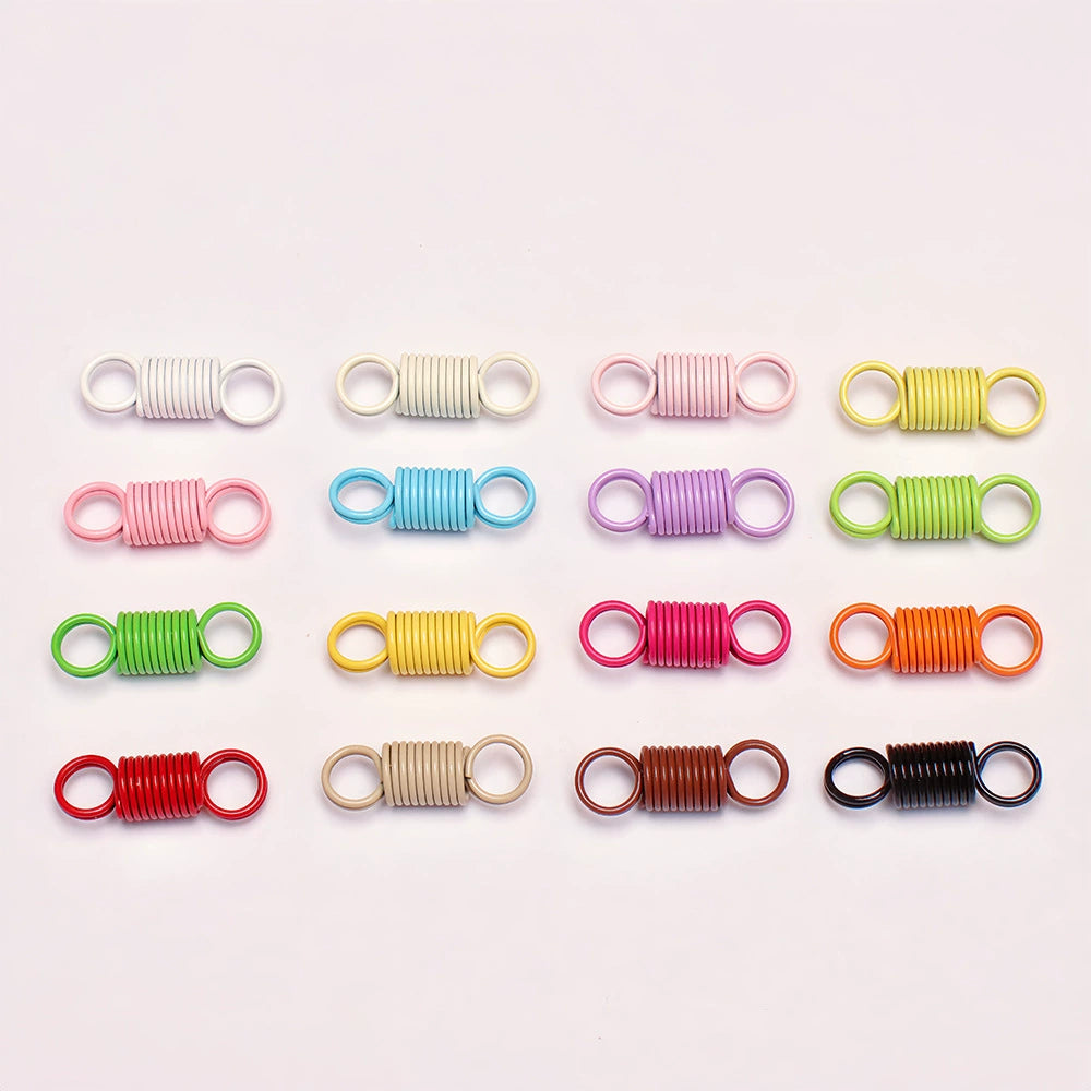 A-31  Color-Coated Alloy 2-Hole Spring Clasps & Spiral Tension Springs for DIY Jewelry Accessories - Wholesale Extension Springs