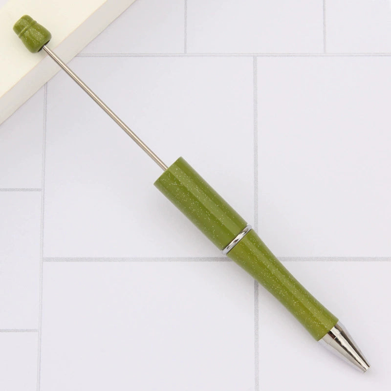 A-30 Beaded Pens Ready Stock Wholesale, DIY Creative Grain Beads Ballpoint Pens, UV Electroplated Beads Three-Color Gradient Bead Pens
