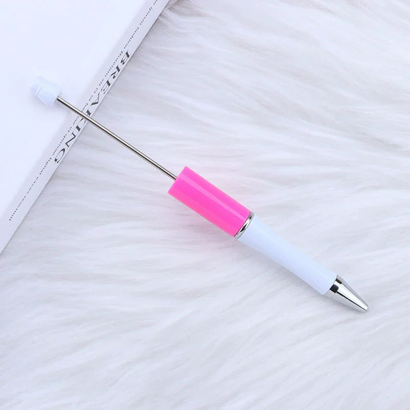 A-30 Beaded Pens Ready Stock Wholesale, DIY Creative Grain Beads Ballpoint Pens, UV Electroplated Beads Three-Color Gradient Bead Pens