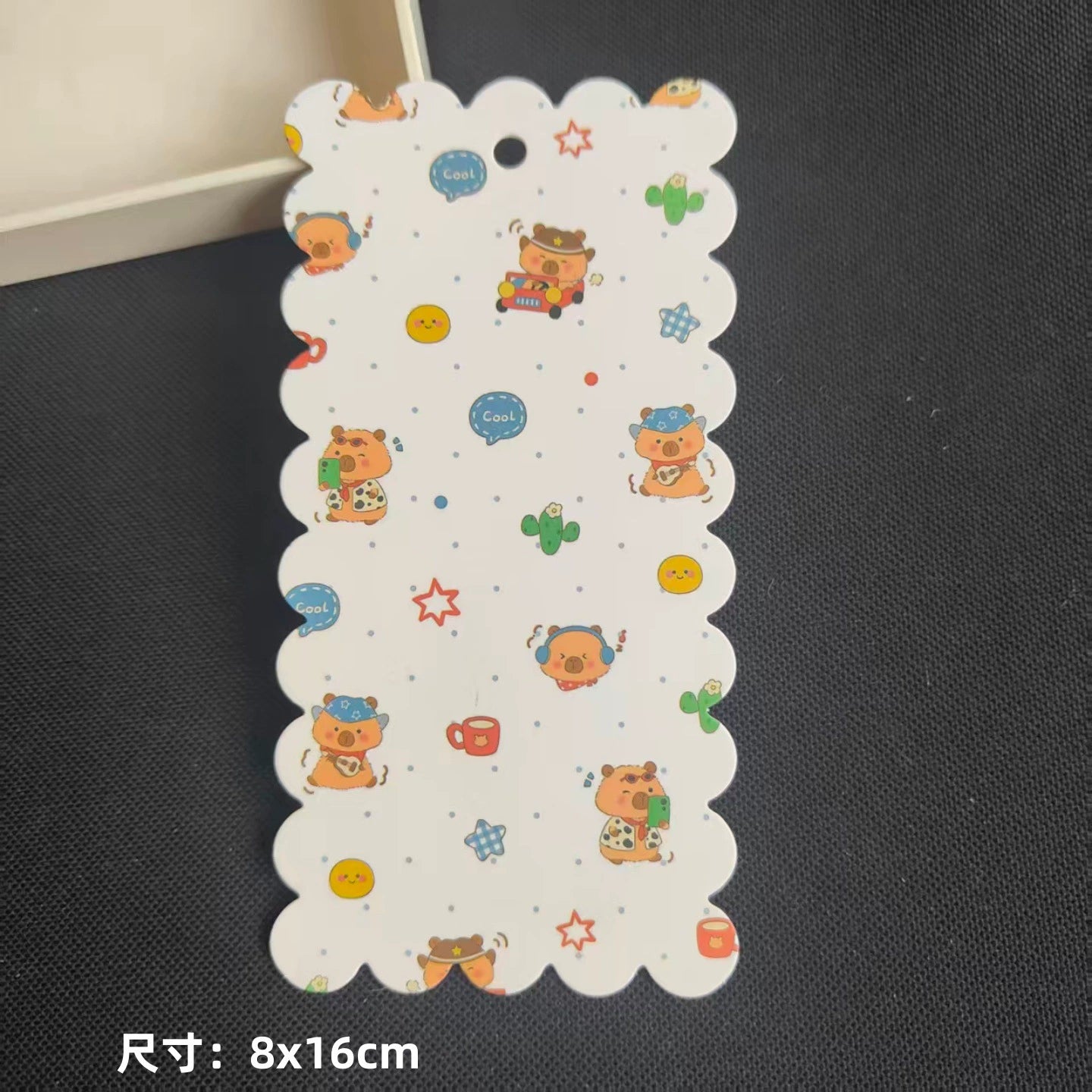 A-53 8x16cm Scalloped/Wavy Edge Decorative Paper Cards for DIY, Backing Card Set for Phone Lanyard & Keychain with Connecting Chain