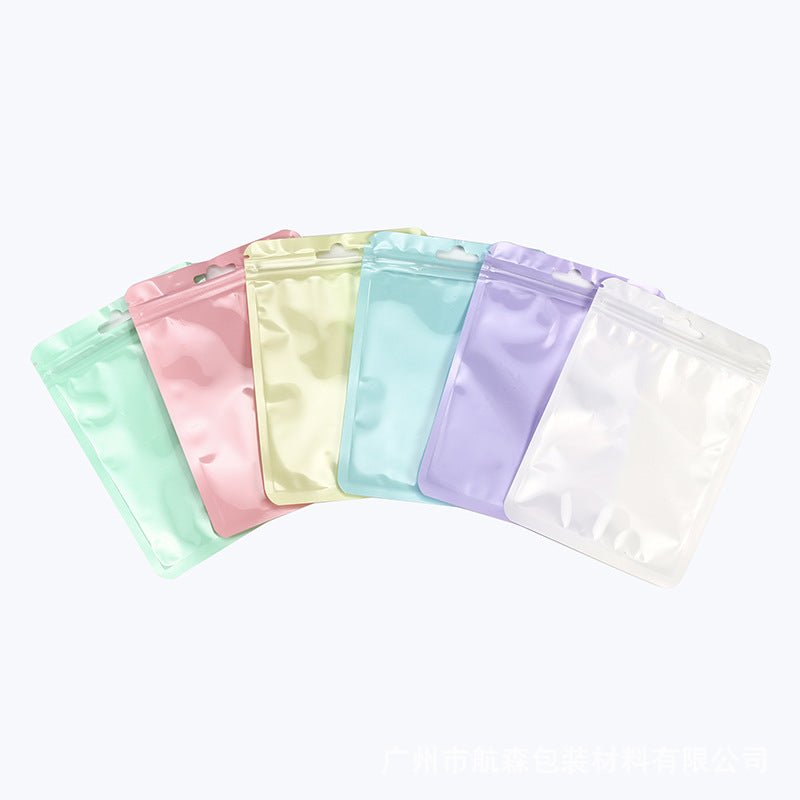 A-49  Macaron Color Inside-Printed Thick Plastic Zipper Bags, Opaque & Transparent Pouch with Double Zipper Track Seal for Jewelry Storage, Cosmetic Organizer & Sealing