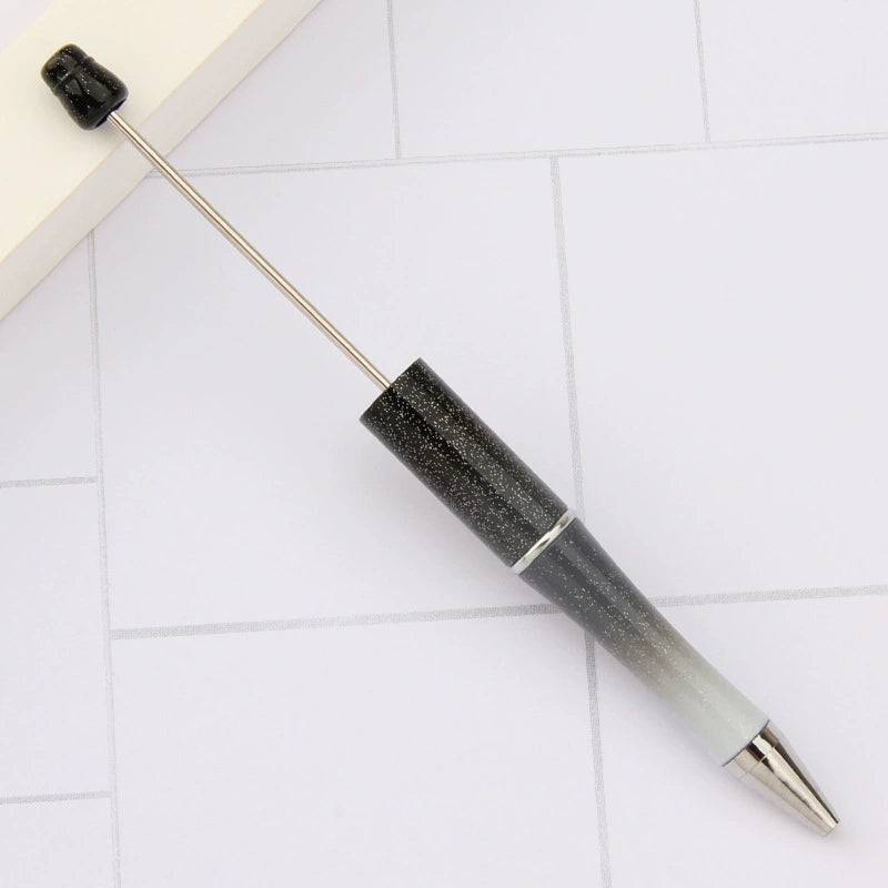 A-30 Beaded Pens Ready Stock Wholesale, DIY Creative Grain Beads Ballpoint Pens, UV Electroplated Beads Three-Color Gradient Bead Pens