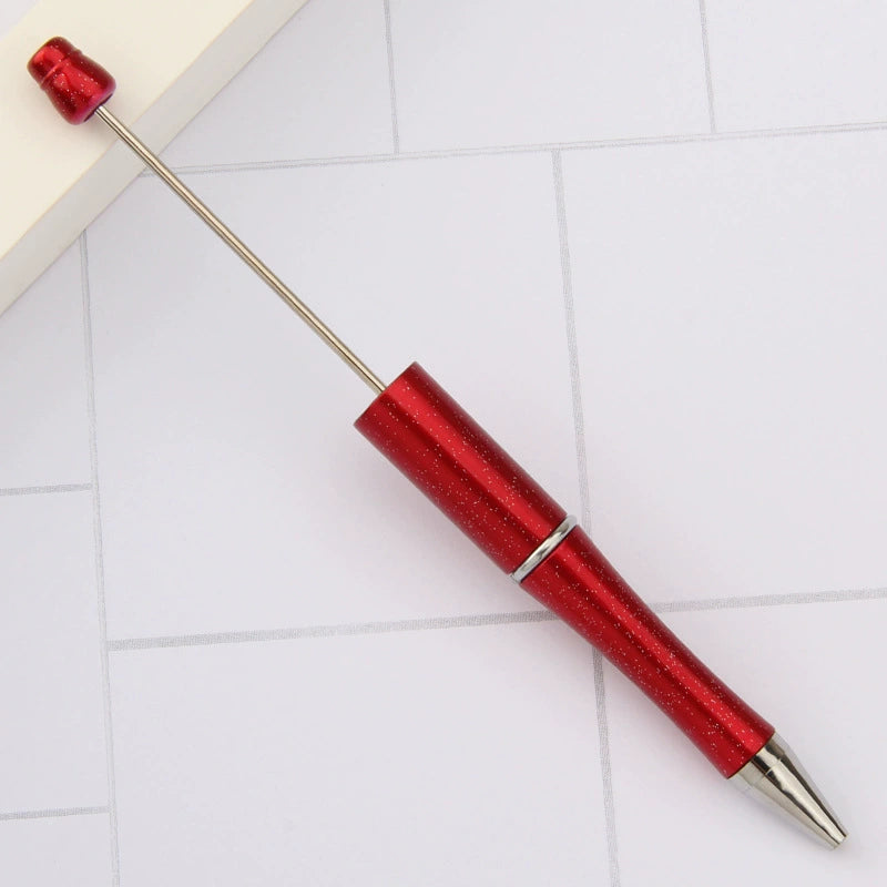 A-30 Beaded Pens Ready Stock Wholesale, DIY Creative Grain Beads Ballpoint Pens, UV Electroplated Beads Three-Color Gradient Bead Pens