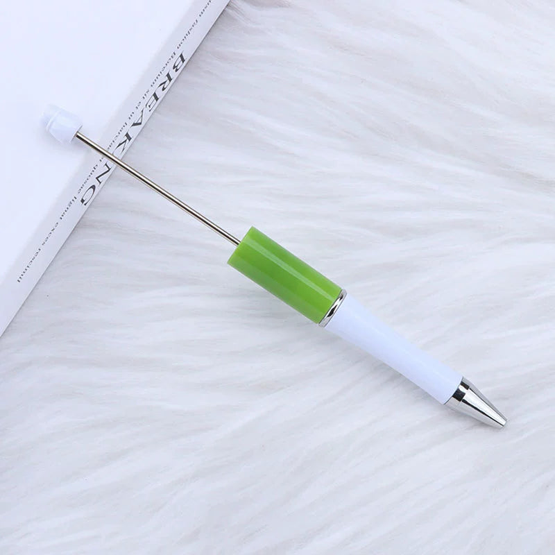 A-30 Beaded Pens Ready Stock Wholesale, DIY Creative Grain Beads Ballpoint Pens, UV Electroplated Beads Three-Color Gradient Bead Pens