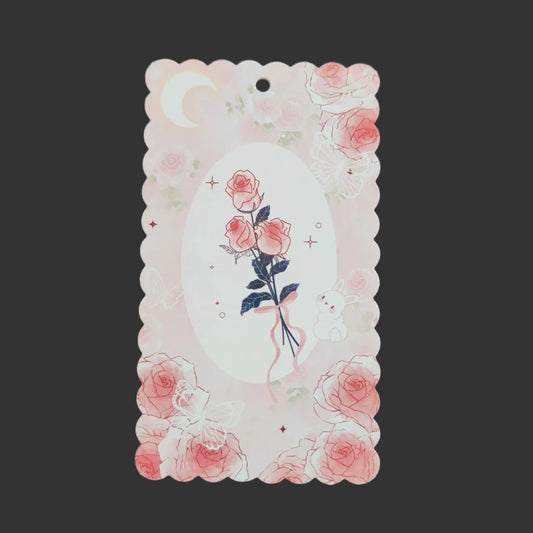 A-51  10x17.5cm Scalloped/Wavy Edge Decorative Paper Cards for DIY, Backing Card Set for Phone Lanyard & Keychain with Connecting Chain