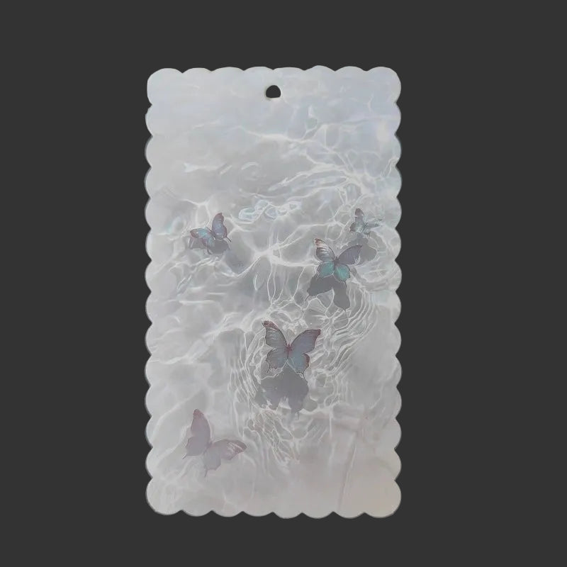 A-51  10x17.5cm Scalloped/Wavy Edge Decorative Paper Cards for DIY, Backing Card Set for Phone Lanyard & Keychain with Connecting Chain