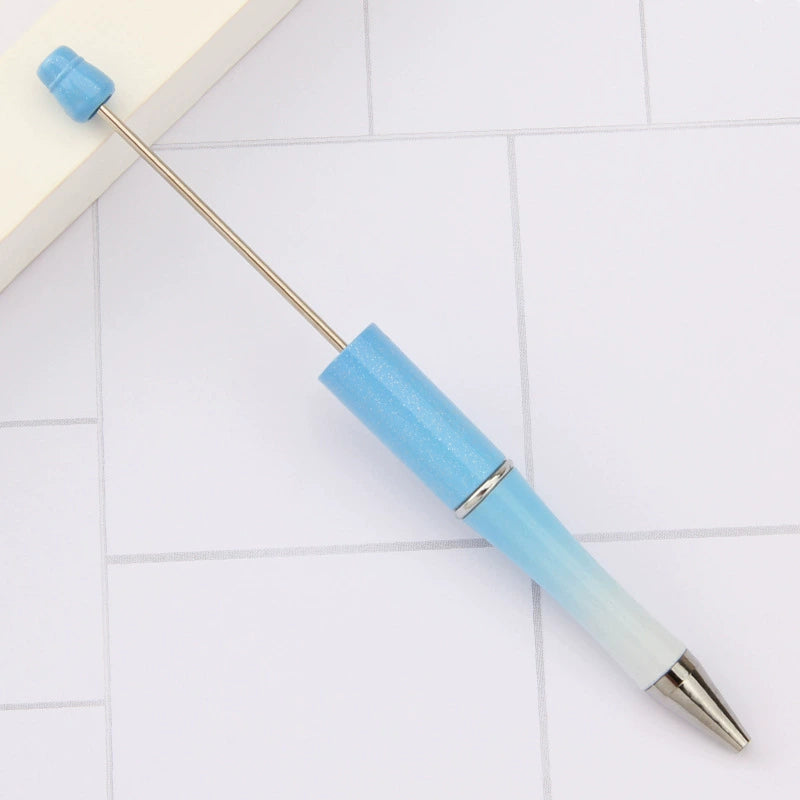 A-30 Beaded Pens Ready Stock Wholesale, DIY Creative Grain Beads Ballpoint Pens, UV Electroplated Beads Three-Color Gradient Bead Pens