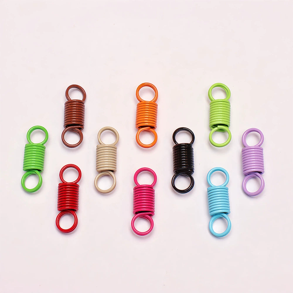A-31  Color-Coated Alloy 2-Hole Spring Clasps & Spiral Tension Springs for DIY Jewelry Accessories - Wholesale Extension Springs