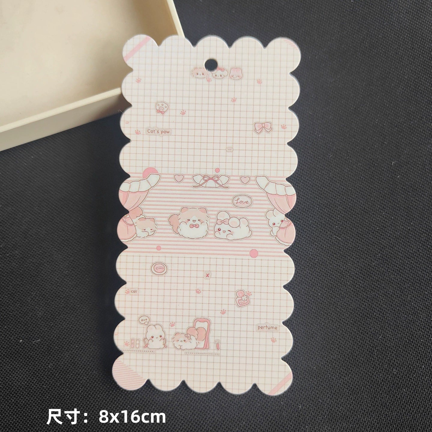 A-53 8x16cm Scalloped/Wavy Edge Decorative Paper Cards for DIY, Backing Card Set for Phone Lanyard & Keychain with Connecting Chain