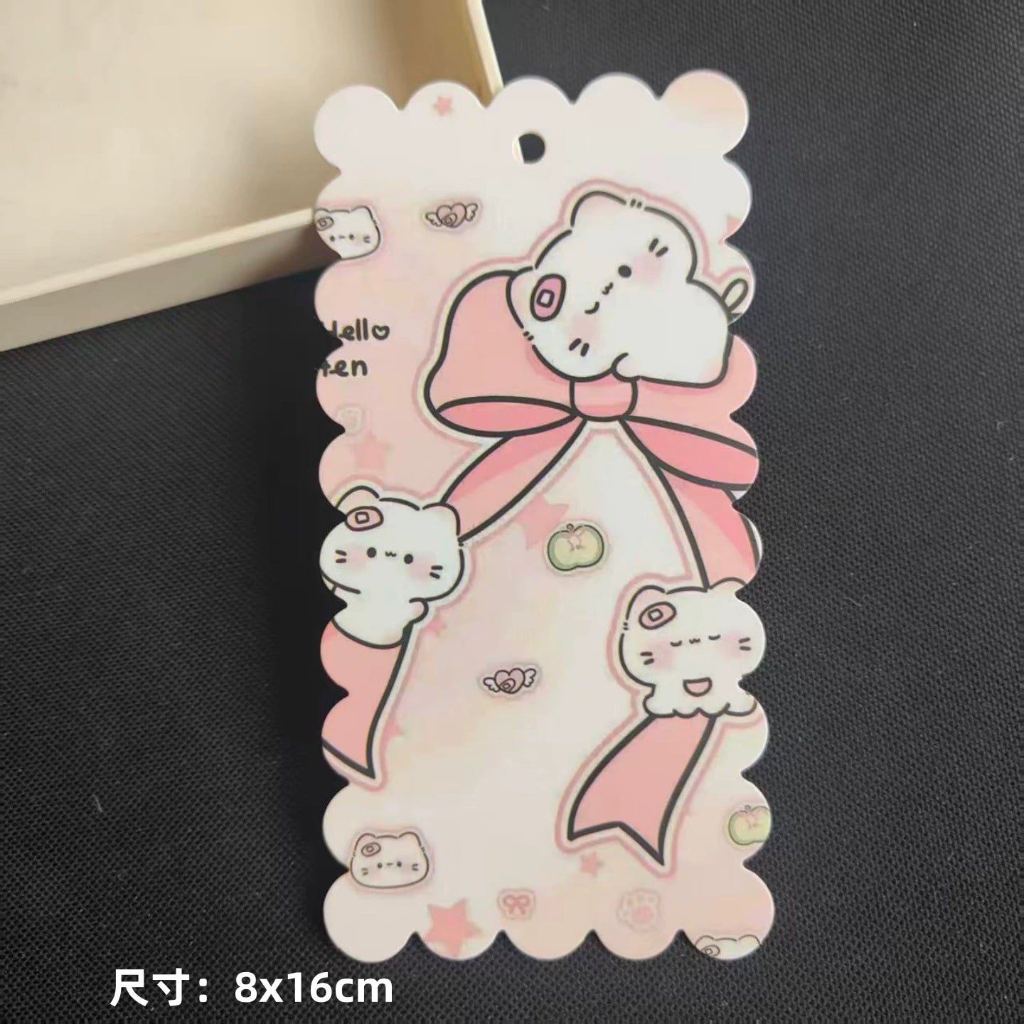 A-53 8x16cm Scalloped/Wavy Edge Decorative Paper Cards for DIY, Backing Card Set for Phone Lanyard & Keychain with Connecting Chain