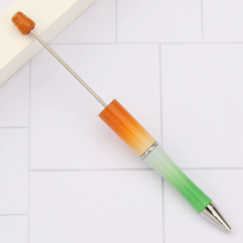 A-30 Beaded Pens Ready Stock Wholesale, DIY Creative Grain Beads Ballpoint Pens, UV Electroplated Beads Three-Color Gradient Bead Pens