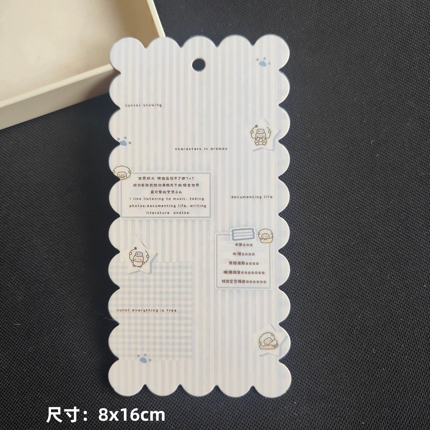 A-53 8x16cm Scalloped/Wavy Edge Decorative Paper Cards for DIY, Backing Card Set for Phone Lanyard & Keychain with Connecting Chain